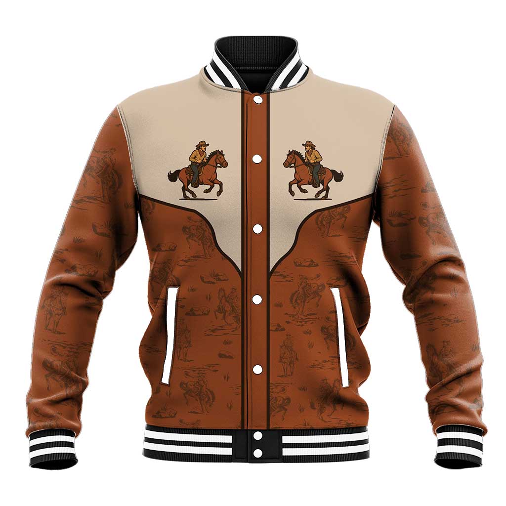 Cowboy Baseball Jacket Horse Riding Retro Western Yoke