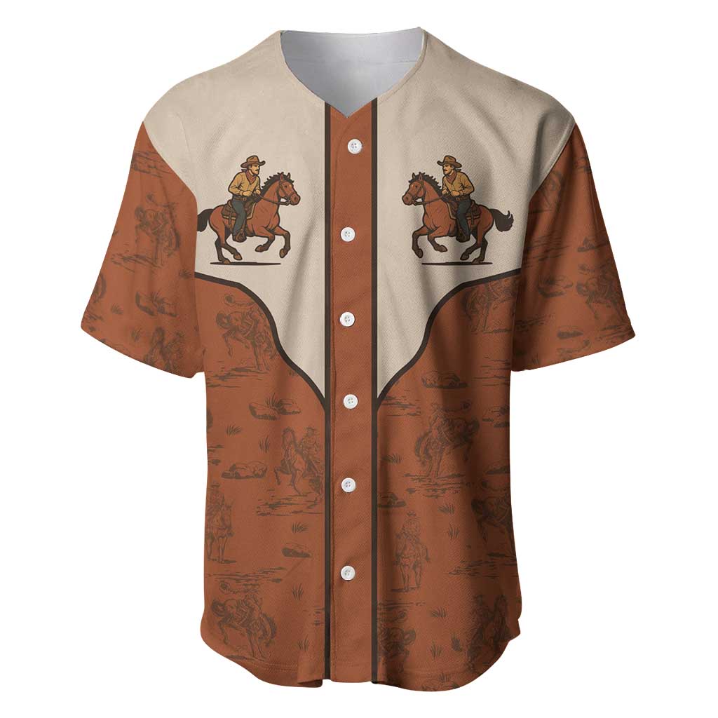 Cowboy Baseball Jersey Horse Riding Retro Western Yoke
