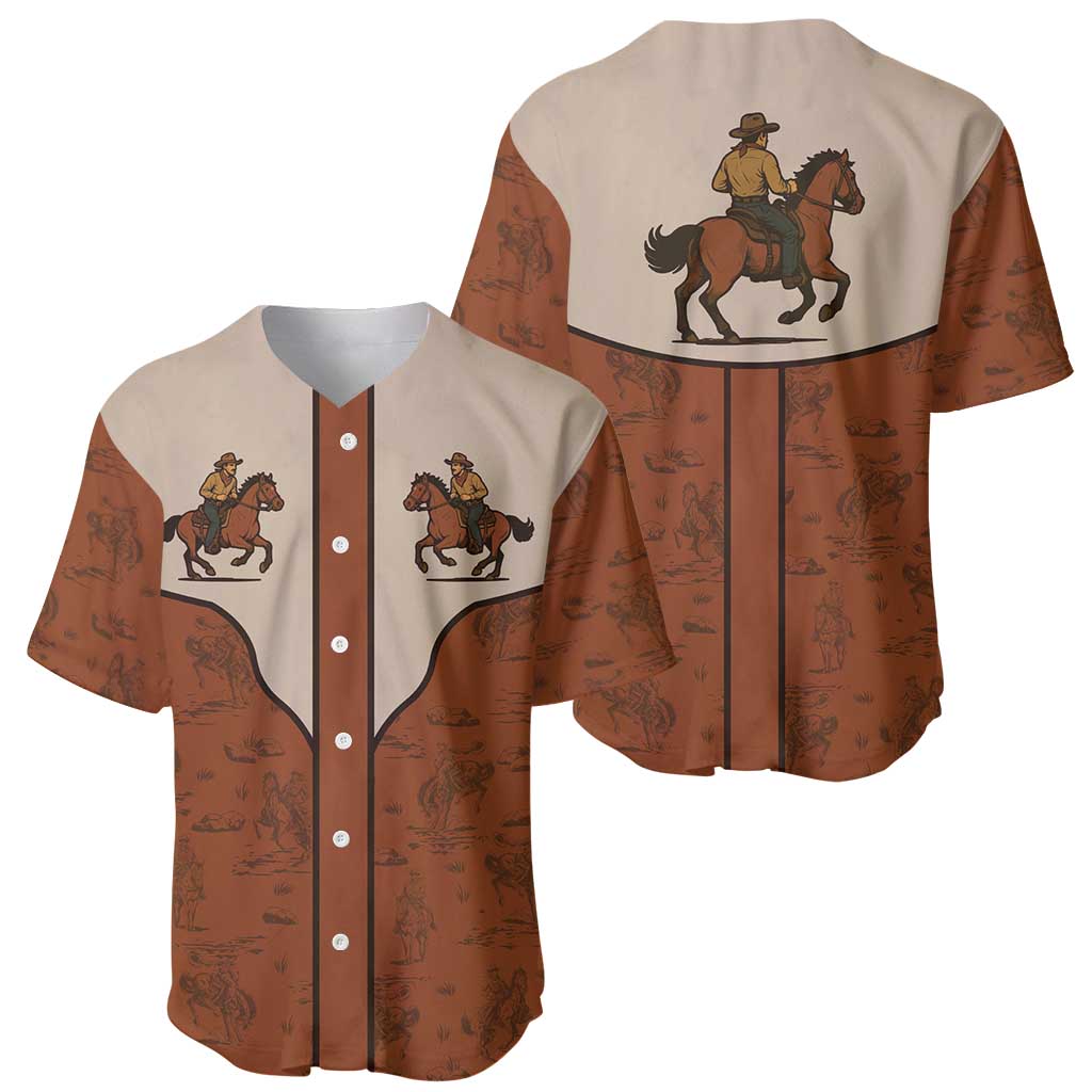 Cowboy Baseball Jersey Horse Riding Retro Western Yoke