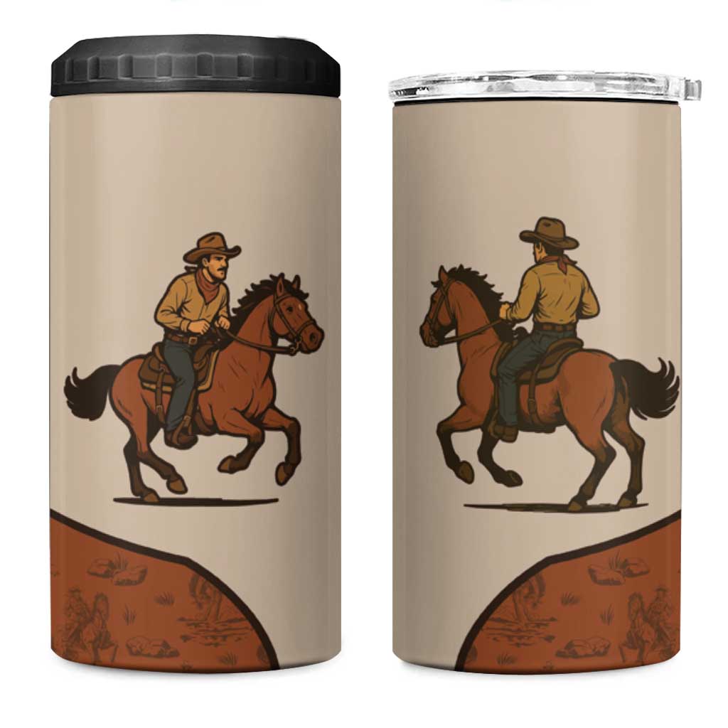 Cowboy 4 in 1 Can Cooler Tumbler Horse Riding Retro Western Yoke