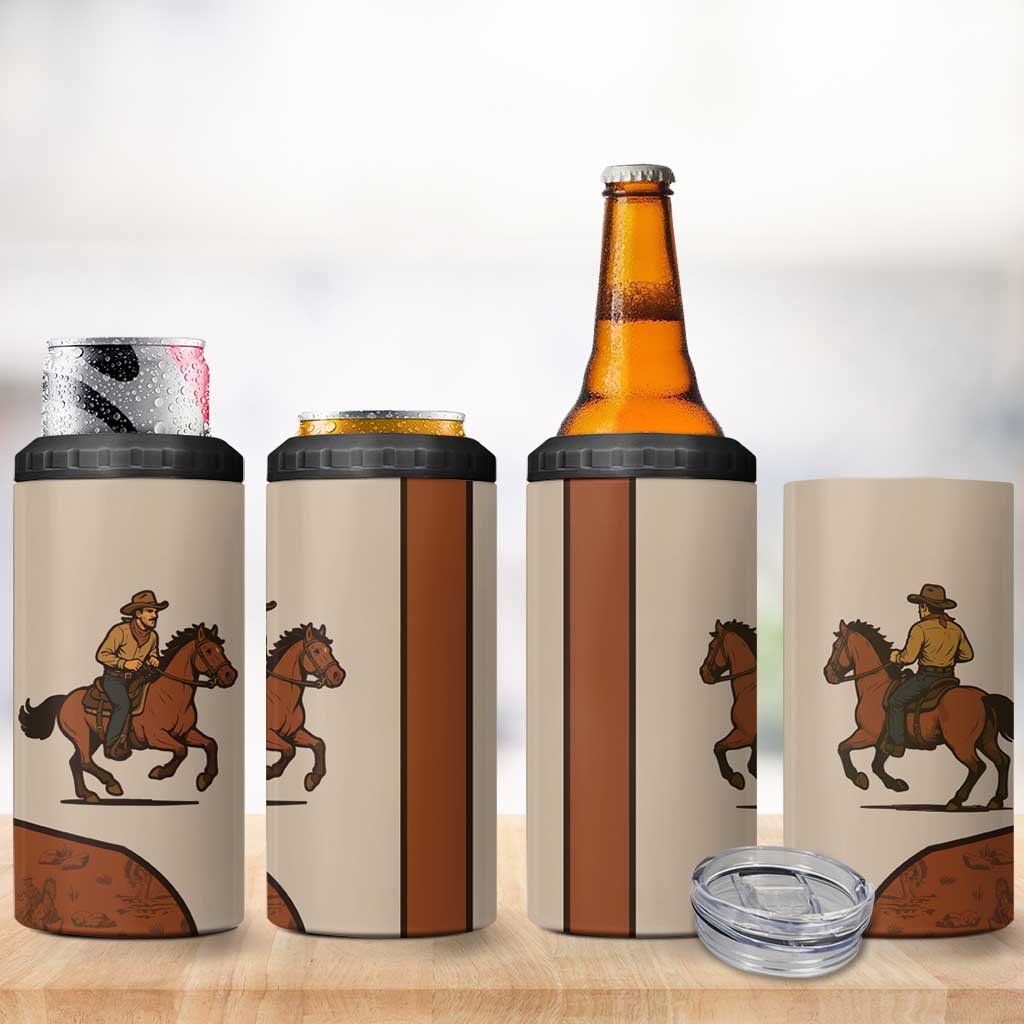 Cowboy 4 in 1 Can Cooler Tumbler Horse Riding Retro Western Yoke