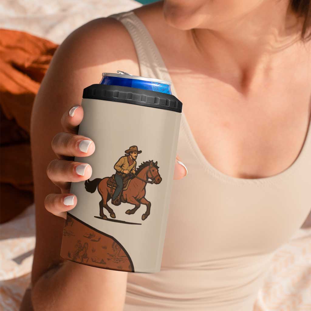 Cowboy 4 in 1 Can Cooler Tumbler Horse Riding Retro Western Yoke