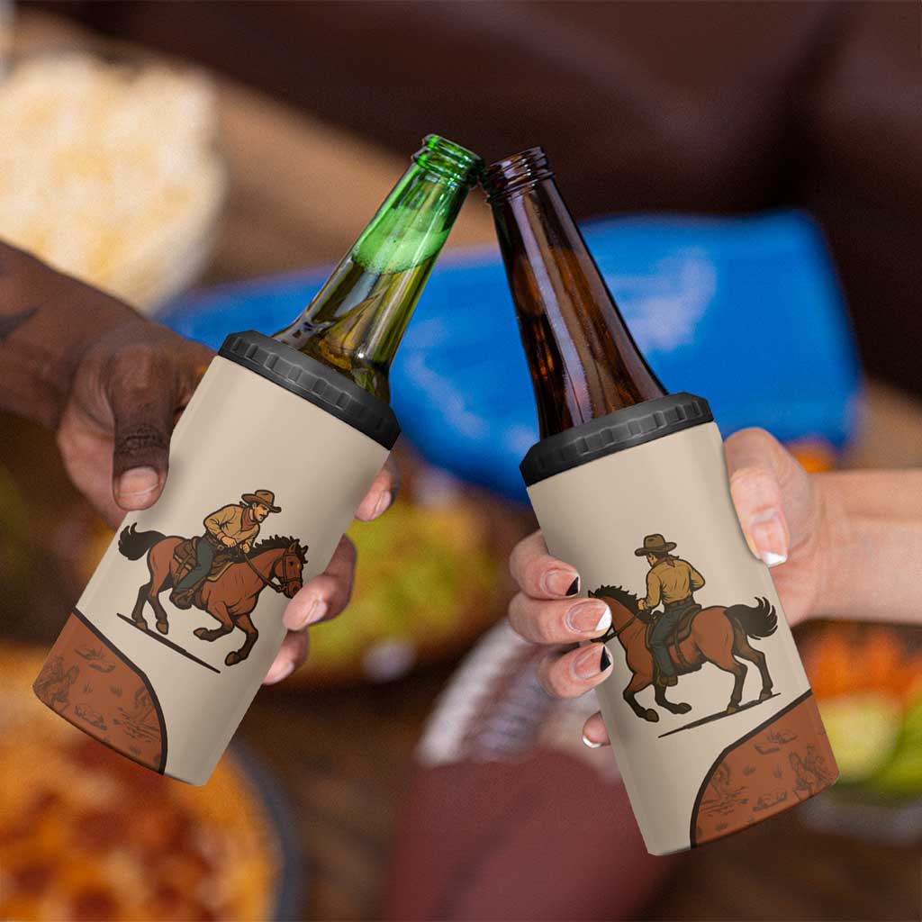 Cowboy 4 in 1 Can Cooler Tumbler Horse Riding Retro Western Yoke
