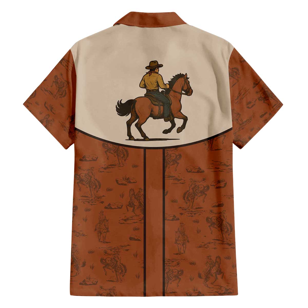 Cowboy Family Matching Off The Shoulder Long Sleeve Dress and Hawaiian Shirt Horse Riding Retro Western Yoke