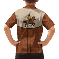 Cowboy Family Matching Off Shoulder Maxi Dress and Hawaiian Shirt Horse Riding Retro Western Yoke