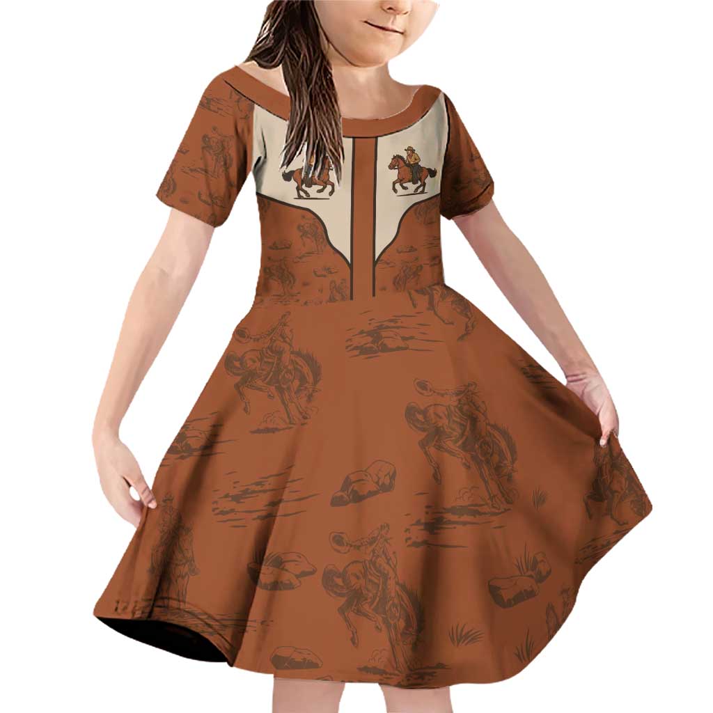 Cowboy Family Matching Off Shoulder Short Dress and Hawaiian Shirt Horse Riding Retro Western Yoke