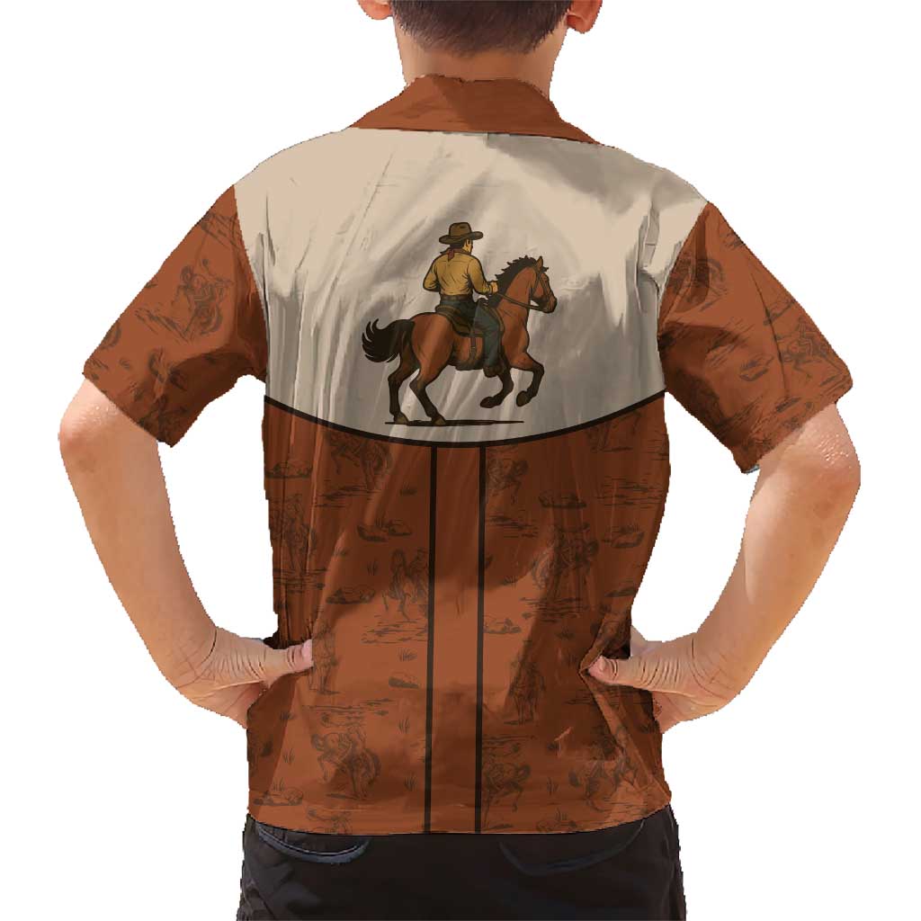 Cowboy Family Matching Short Sleeve Bodycon Dress and Hawaiian Shirt Horse Riding Retro Western Yoke