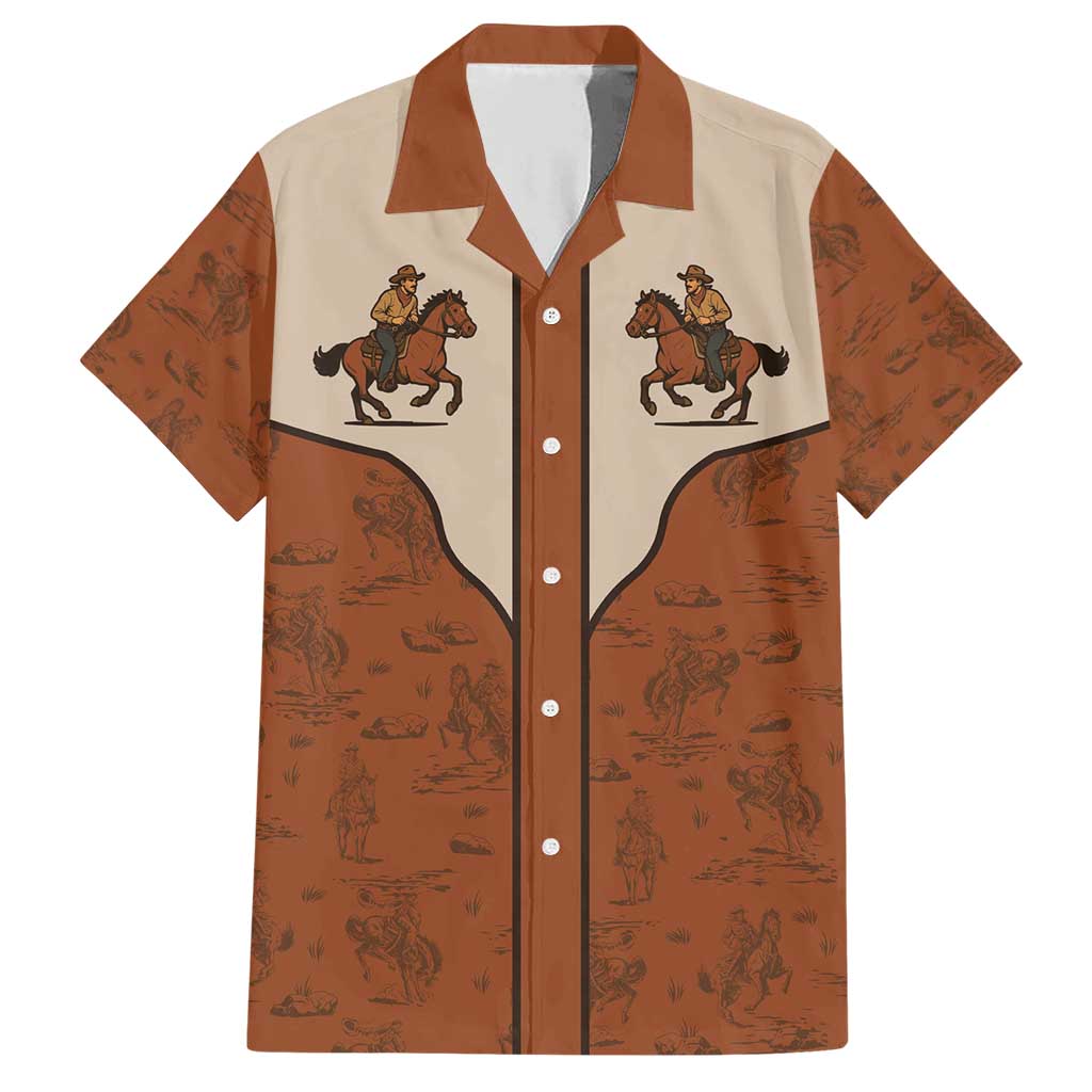 Cowboy Family Matching Short Sleeve Bodycon Dress and Hawaiian Shirt Horse Riding Retro Western Yoke