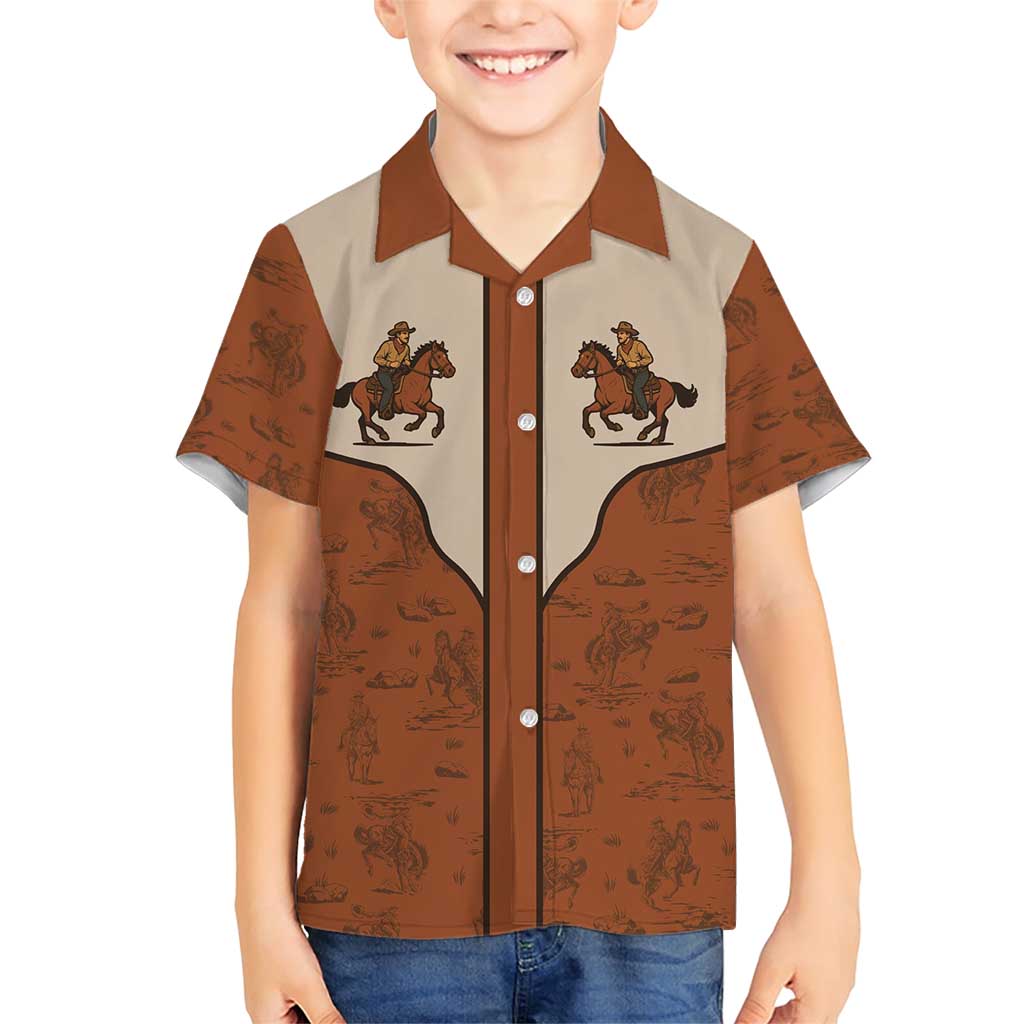 Cowboy Family Matching Short Sleeve Bodycon Dress and Hawaiian Shirt Horse Riding Retro Western Yoke