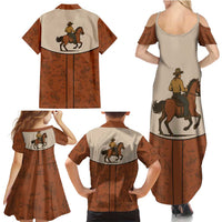 Cowboy Family Matching Summer Maxi Dress and Hawaiian Shirt Horse Riding Retro Western Yoke