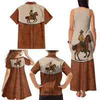 Cowboy Family Matching Tank Maxi Dress and Hawaiian Shirt Horse Riding Retro Western Yoke