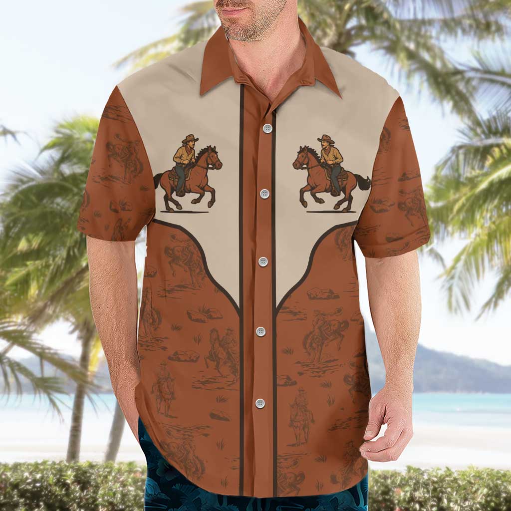 Cowboy Hawaiian Shirt Horse Riding Retro Western Yoke