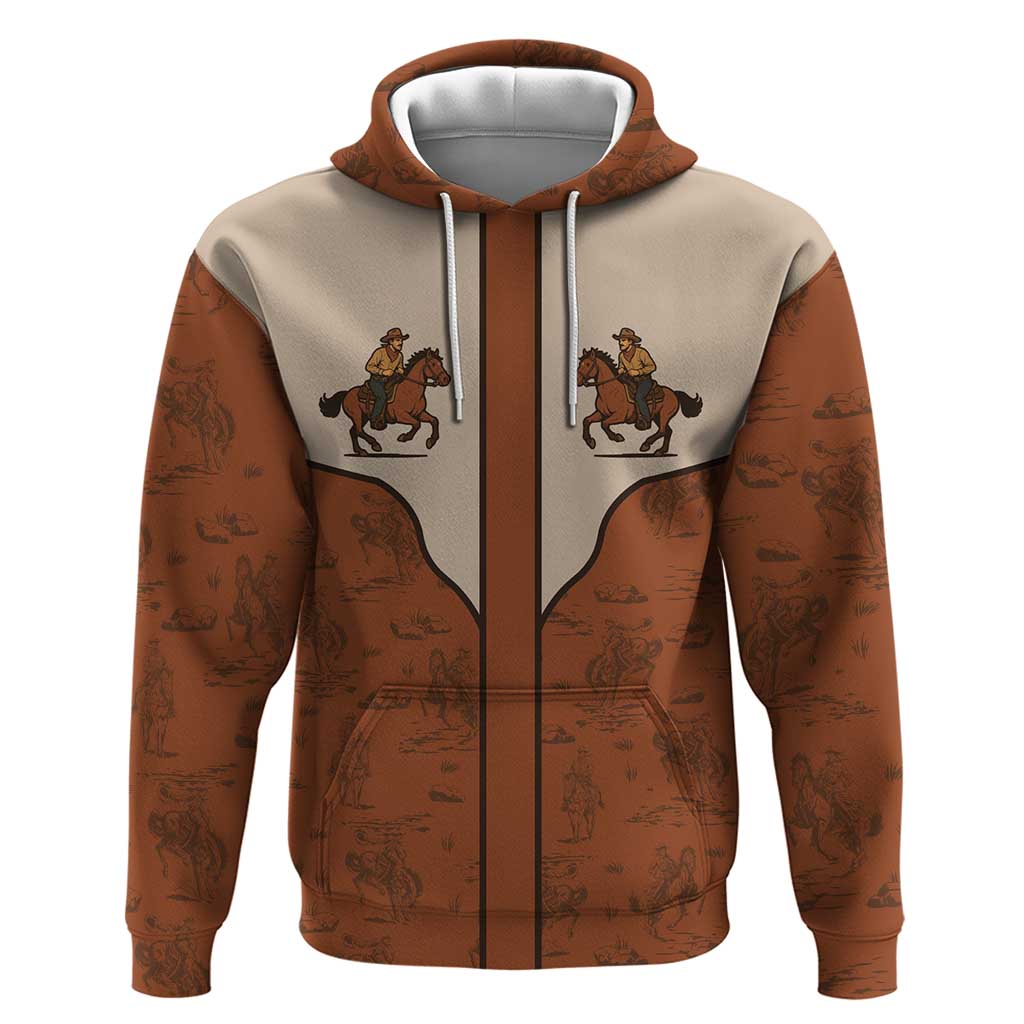 Cowboy Hoodie Horse Riding Retro Western Yoke