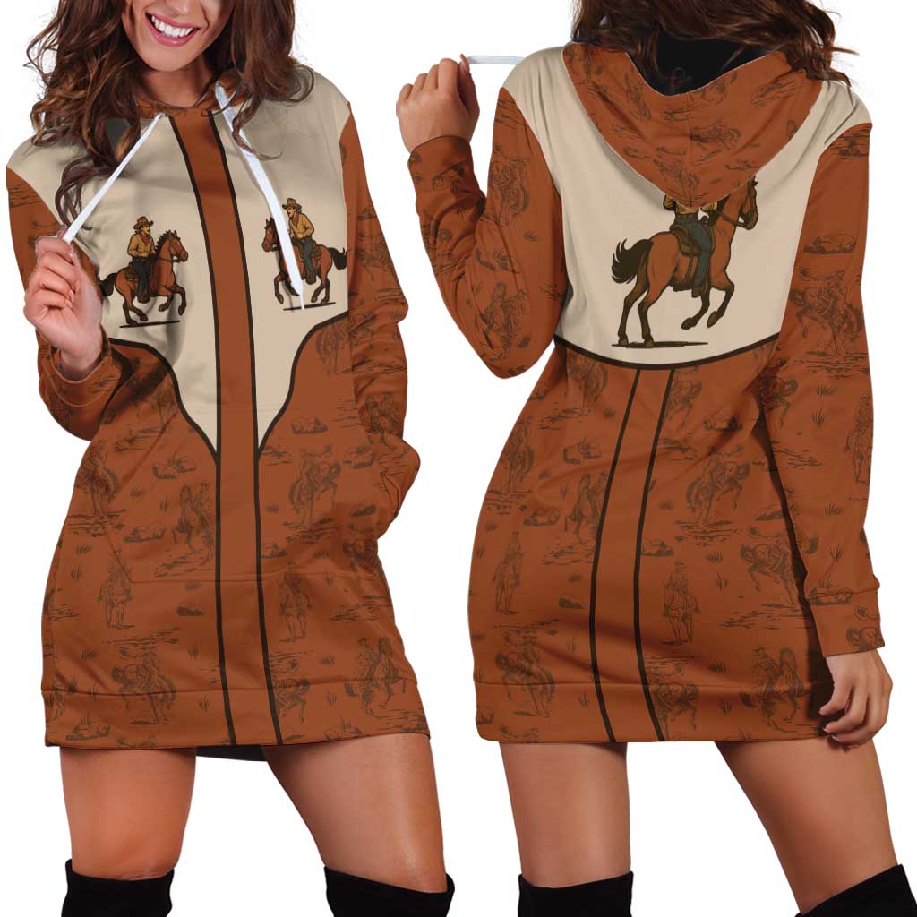 Cowboy Hoodie Dress Horse Riding Retro Western Yoke