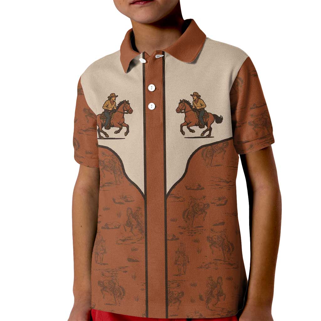 Cowboy Kid Polo Shirt Horse Riding Retro Western Yoke
