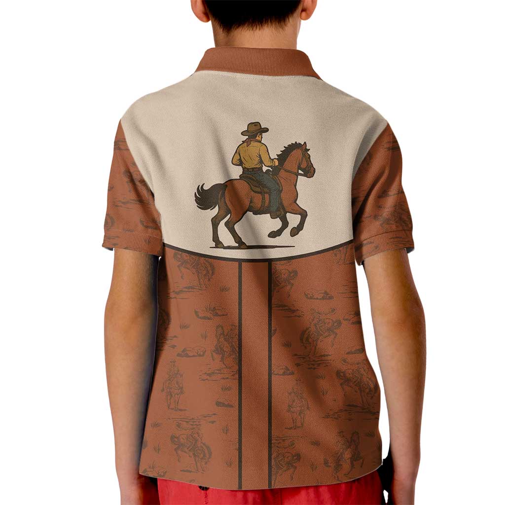 Cowboy Kid Polo Shirt Horse Riding Retro Western Yoke