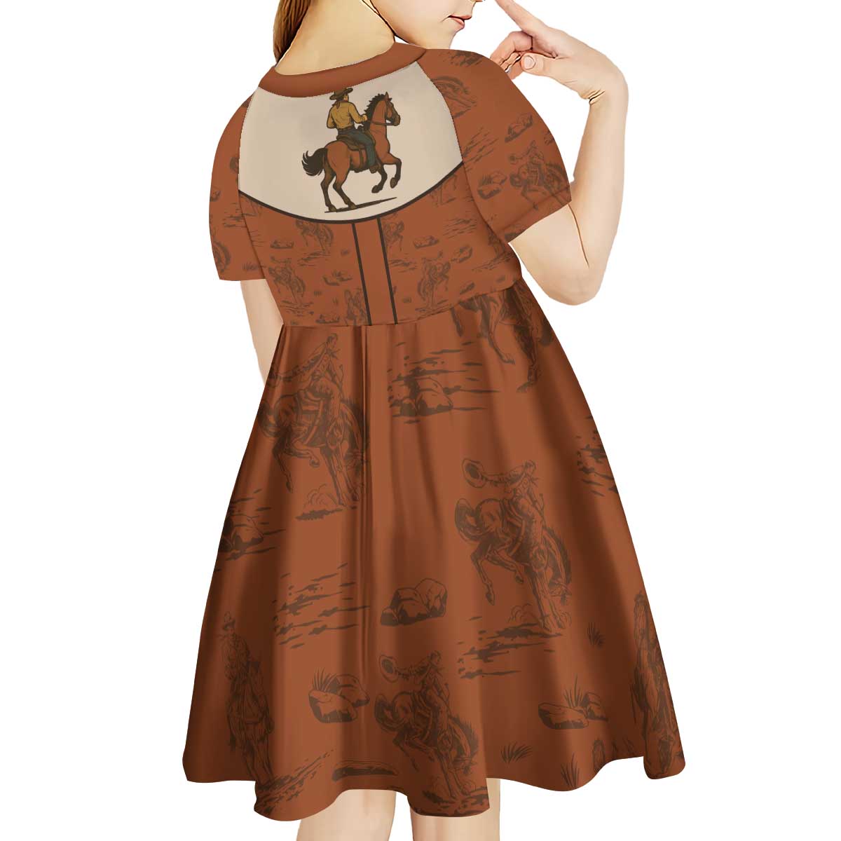 Cowboy Kid Short Sleeve Dress Horse Riding Retro Western Yoke