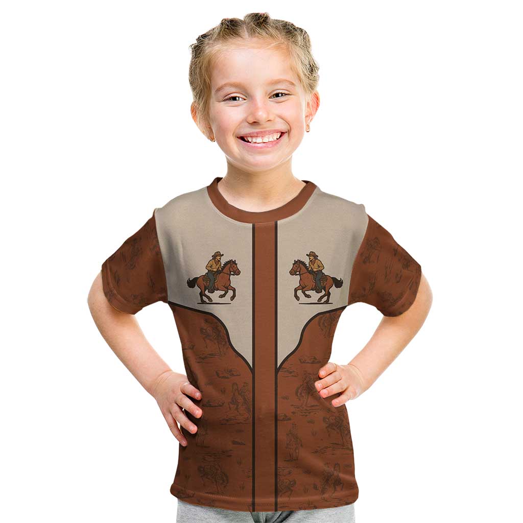 Cowboy Kid T Shirt Horse Riding Retro Western Yoke