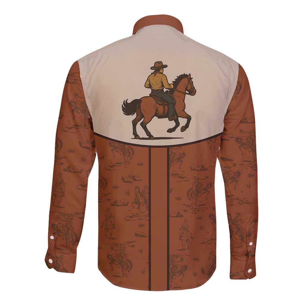 Cowboy Long Sleeve Button Shirt Horse Riding Retro Western Yoke