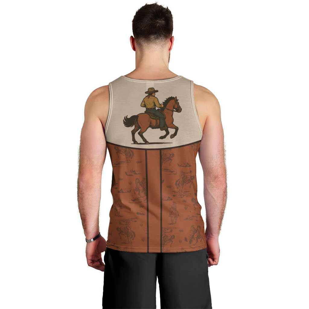 Cowboy Men Tank Top Horse Riding Retro Western Yoke