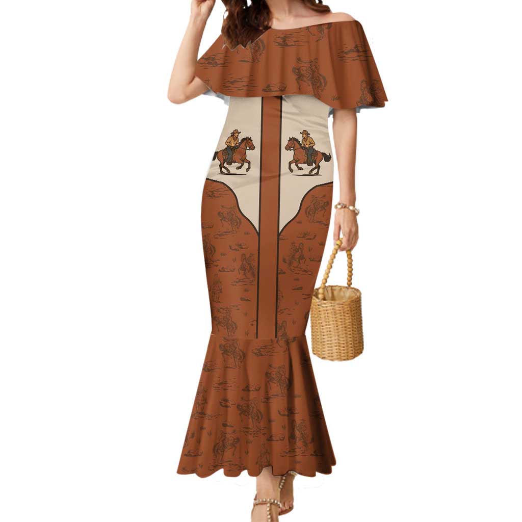Cowboy Mermaid Dress Horse Riding Retro Western Yoke