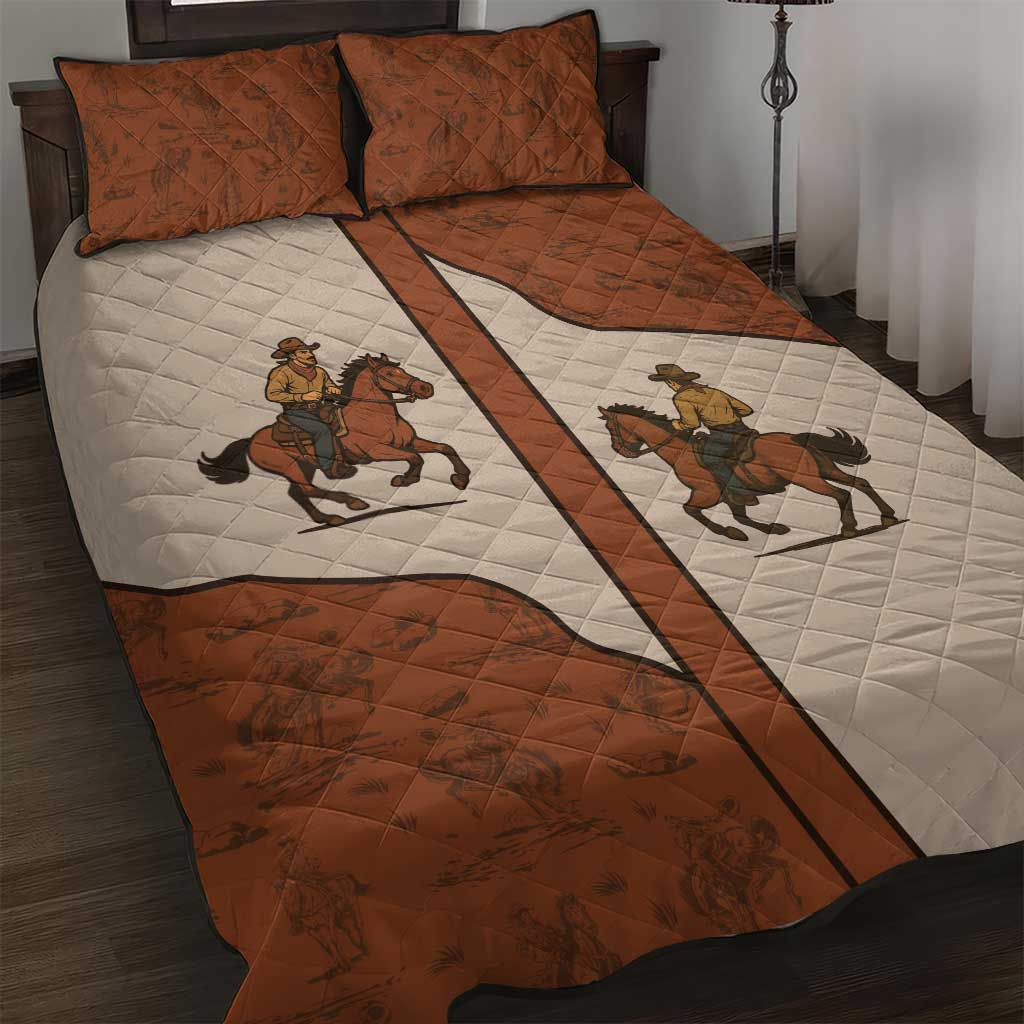 Cowboy Quilt Bed Set Horse Riding Retro Western Yoke
