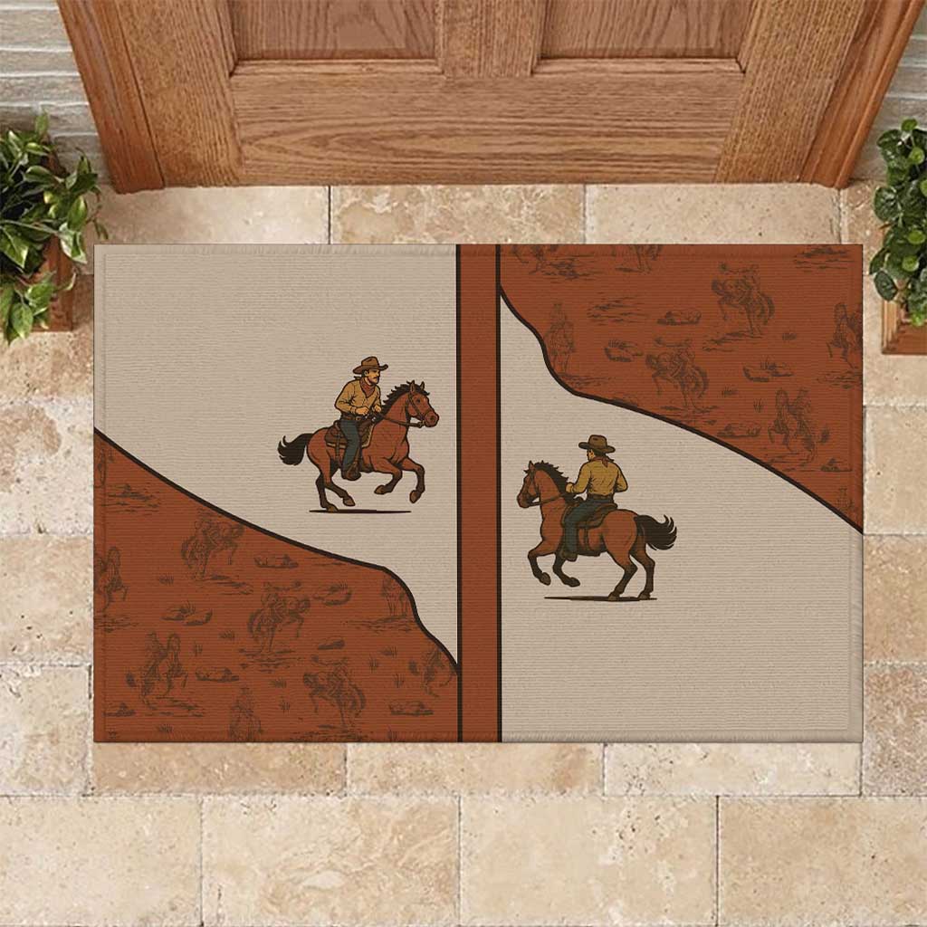 Cowboy Rubber Doormat Horse Riding Retro Western Yoke