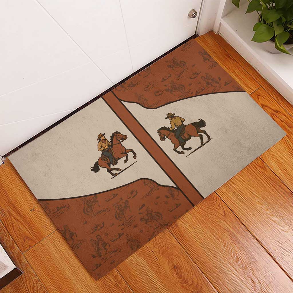 Cowboy Rubber Doormat Horse Riding Retro Western Yoke