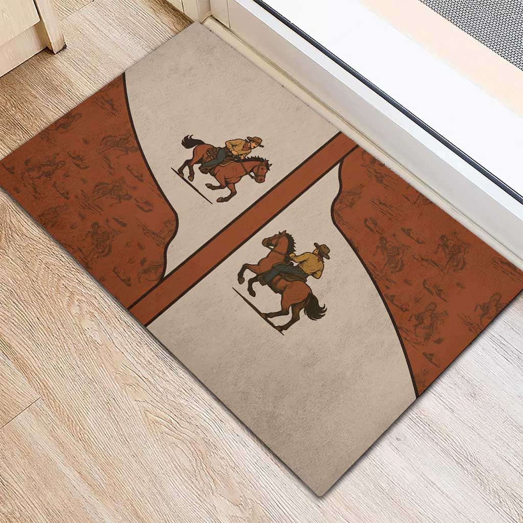 Cowboy Rubber Doormat Horse Riding Retro Western Yoke