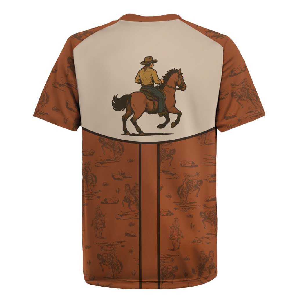 Cowboy Rugby Jersey Horse Riding Retro Western Yoke