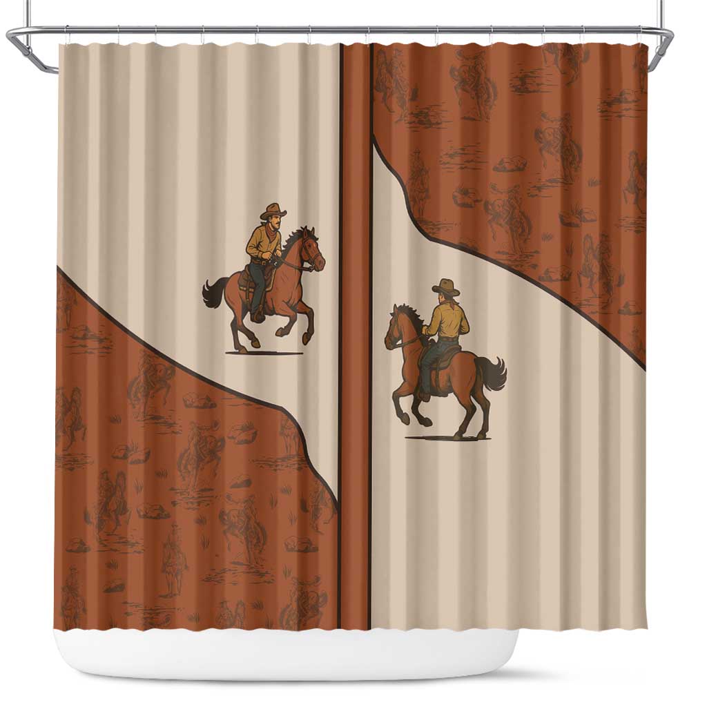 Cowboy Shower Curtain Horse Riding Retro Western Yoke
