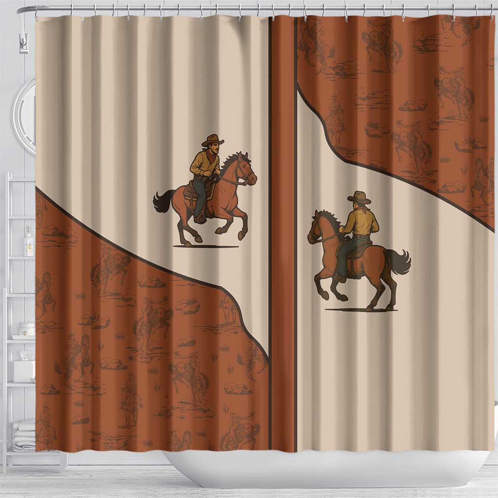 Cowboy Shower Curtain Horse Riding Retro Western Yoke
