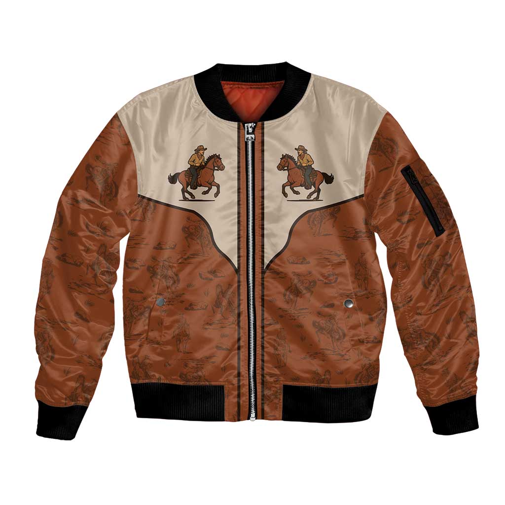 Cowboy Sleeve Zip Bomber Jacket Horse Riding Retro Western Yoke