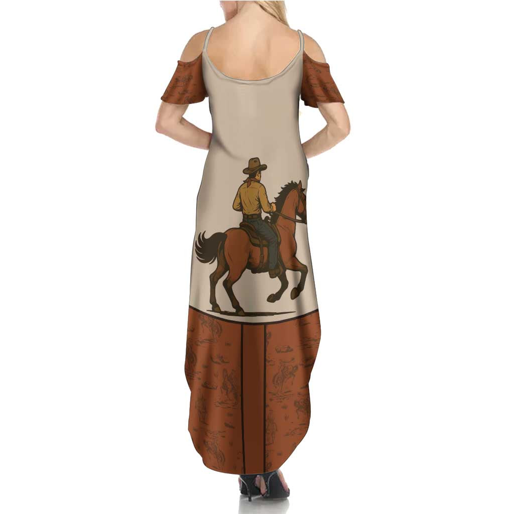 Cowboy Summer Maxi Dress Horse Riding Retro Western Yoke