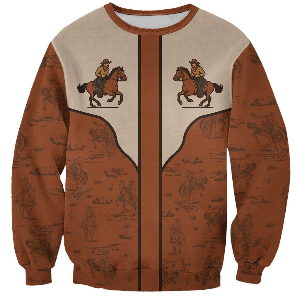 Cowboy Sweatshirt Horse Riding Retro Western Yoke
