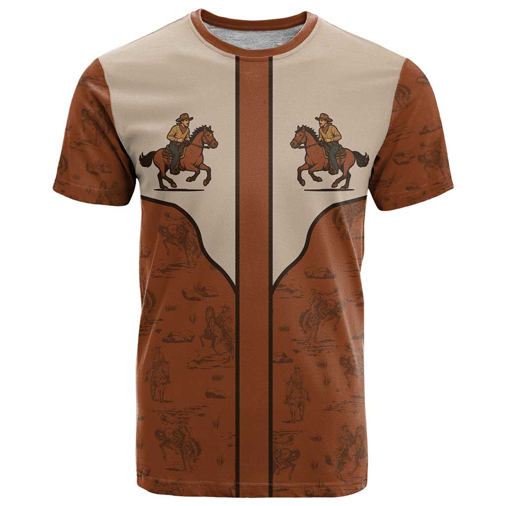Cowboy T Shirt Horse Riding Retro Western Yoke