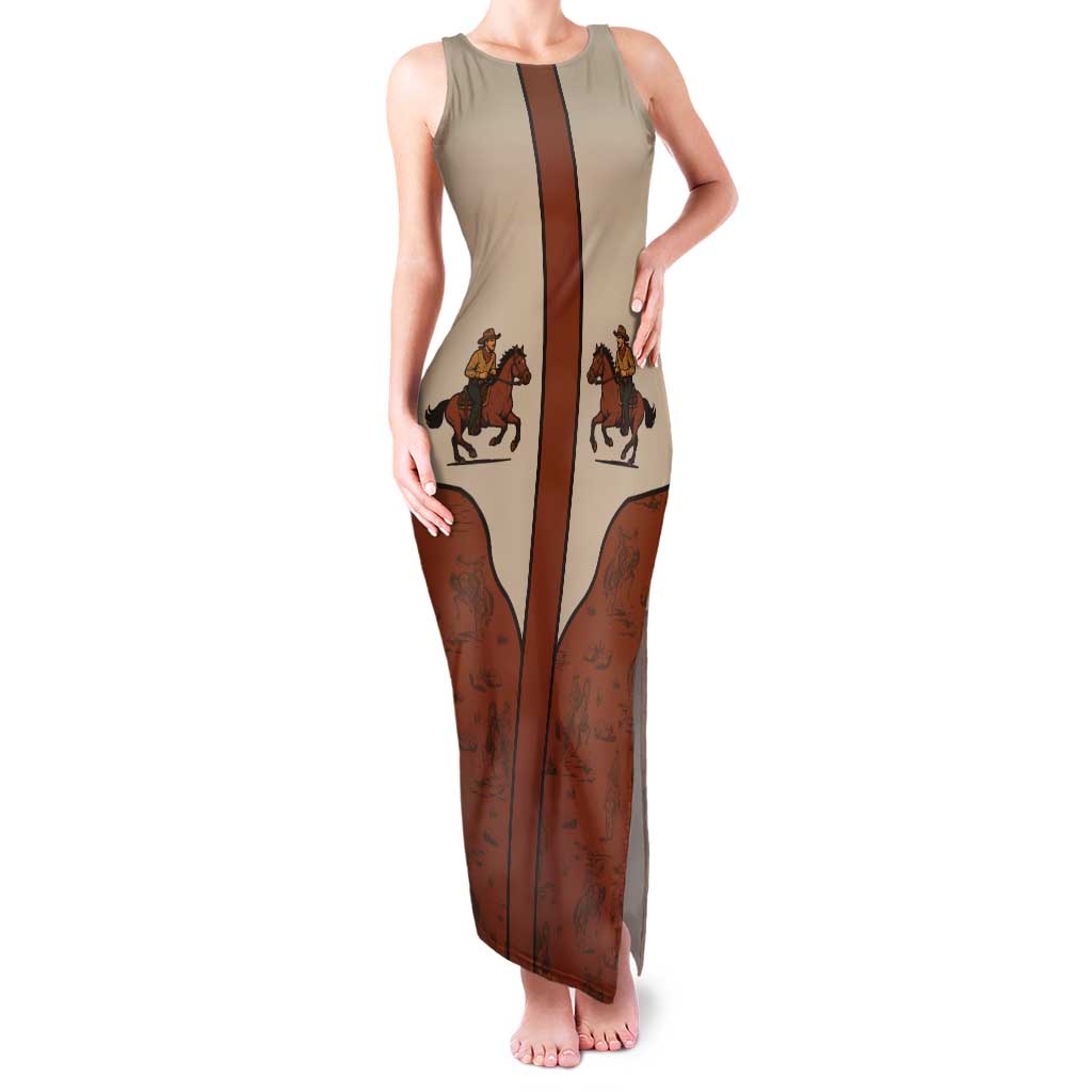Cowboy Tank Maxi Dress Horse Riding Retro Western Yoke
