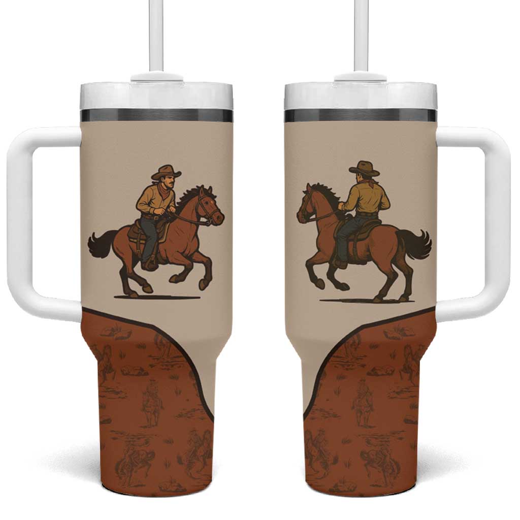 Cowboy Tumbler With Handle Horse Riding Retro Western Yoke