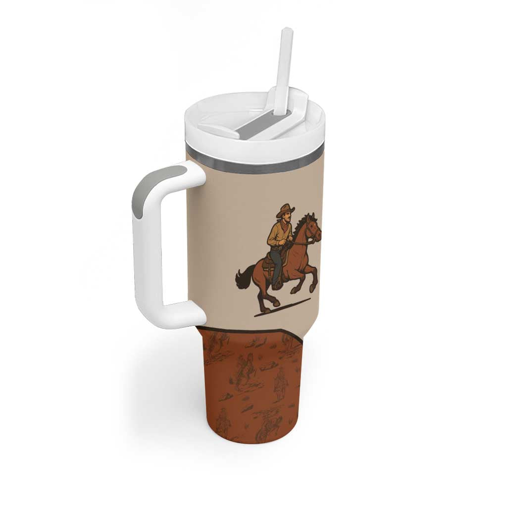 Cowboy Tumbler With Handle Horse Riding Retro Western Yoke