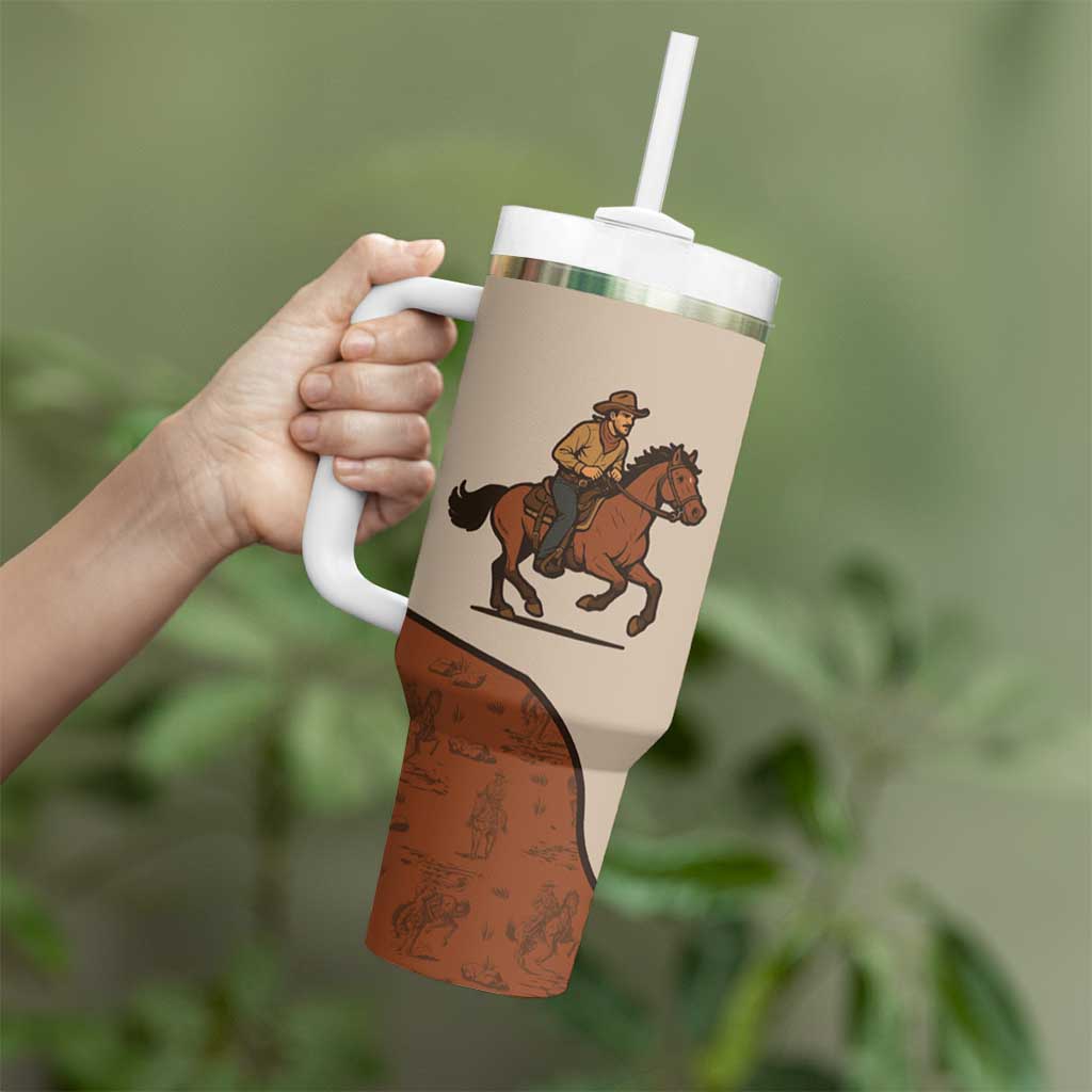 Cowboy Tumbler With Handle Horse Riding Retro Western Yoke