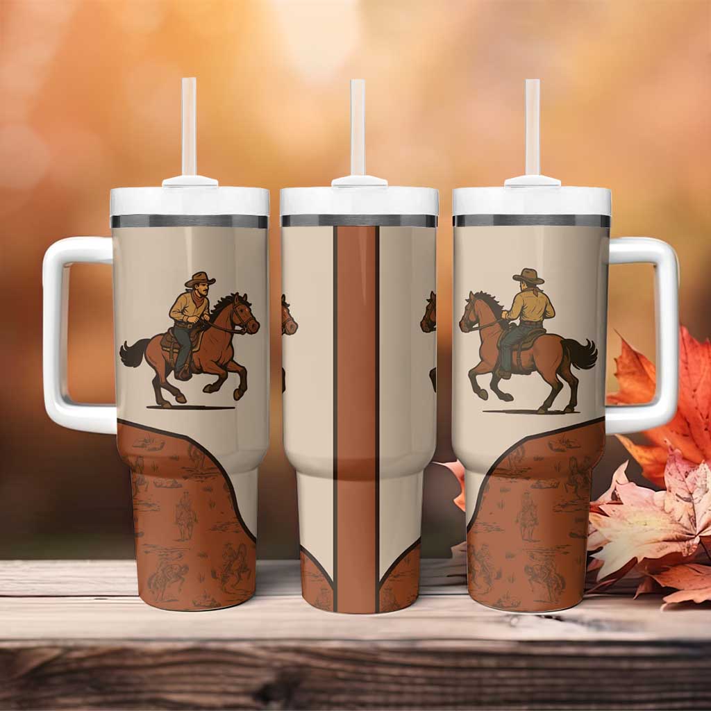 Cowboy Tumbler With Handle Horse Riding Retro Western Yoke