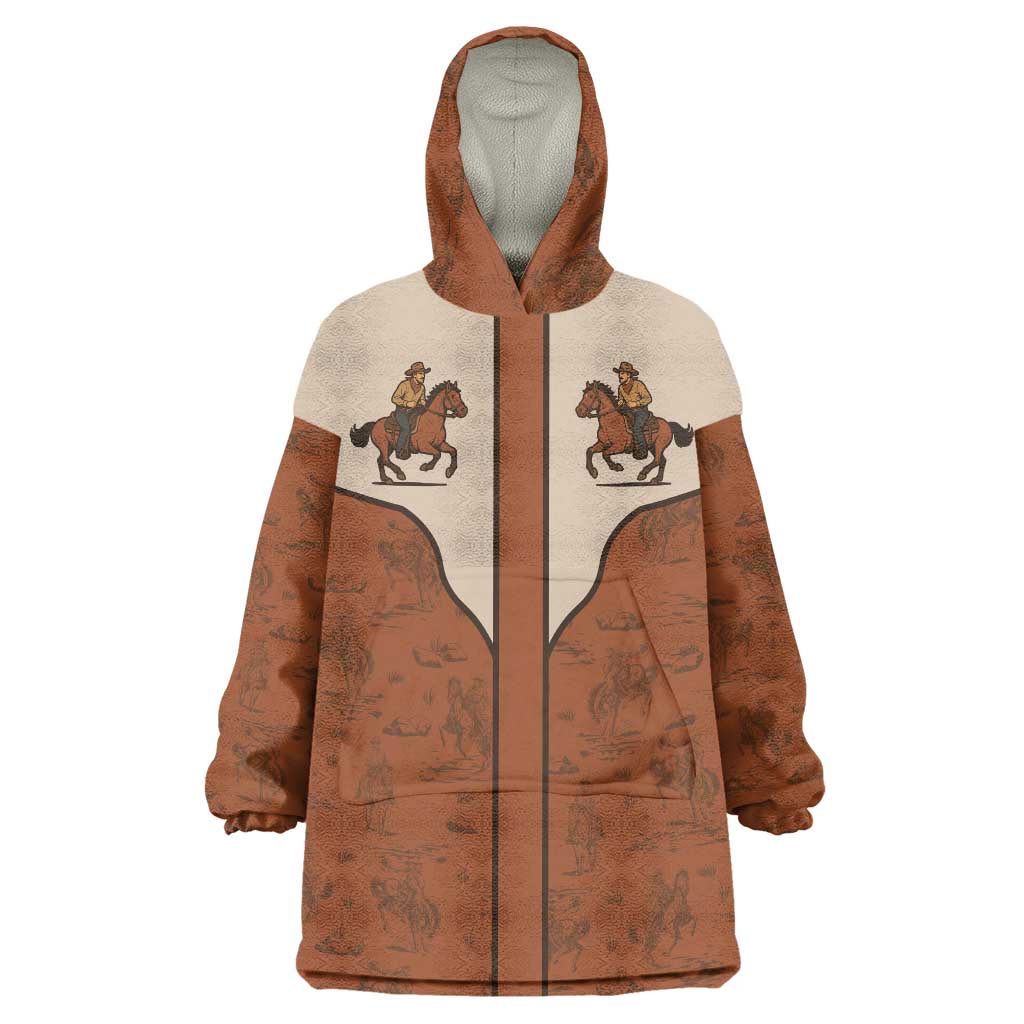 Cowboy Wearable Blanket Hoodie Horse Riding Retro Western Yoke
