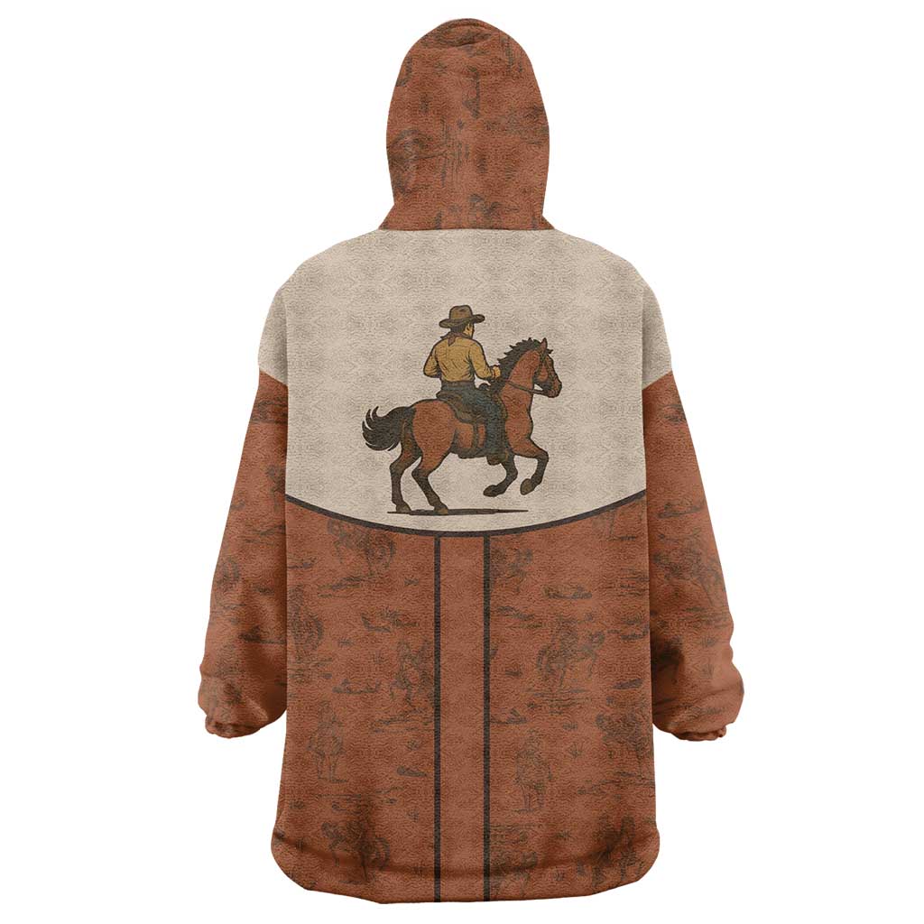 Cowboy Wearable Blanket Hoodie Horse Riding Retro Western Yoke