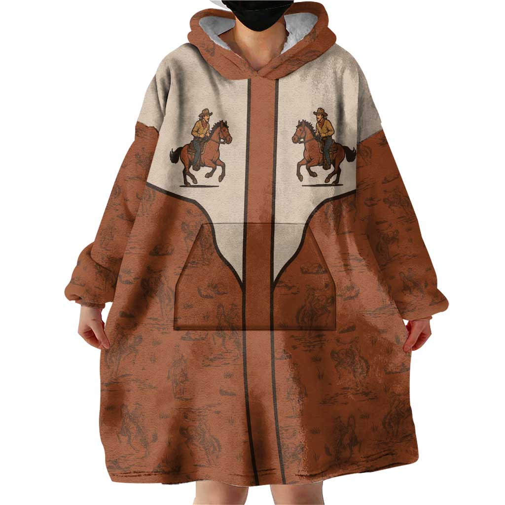 Cowboy Wearable Blanket Hoodie Horse Riding Retro Western Yoke