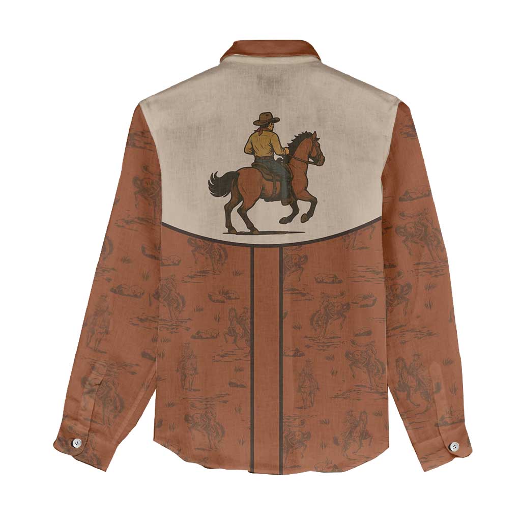 Cowboy Women Casual Shirt Horse Riding Retro Western Yoke