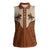 Cowboy Women Sleeveless Polo Shirt Horse Riding Retro Western Yoke
