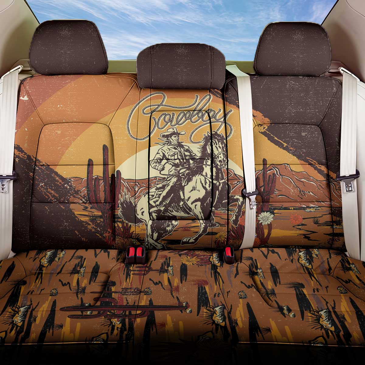 Cowboy Back Car Seat Cover Ride Em Cowboy