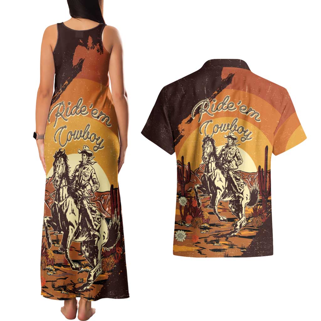 Cowboy Couples Matching Tank Maxi Dress and Hawaiian Shirt Ride Em Cowboy