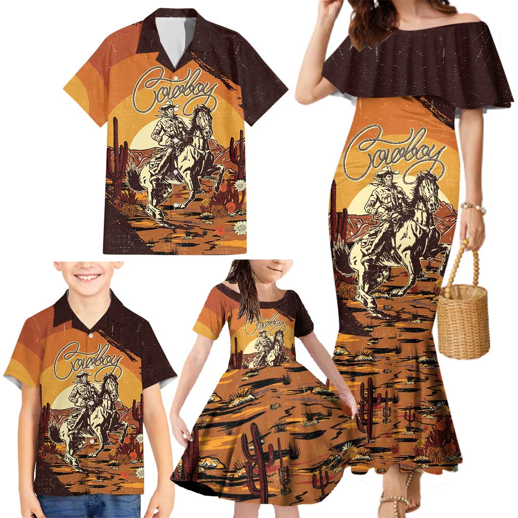 Cowboy Family Matching Mermaid Dress and Hawaiian Shirt Ride Em Cowboy