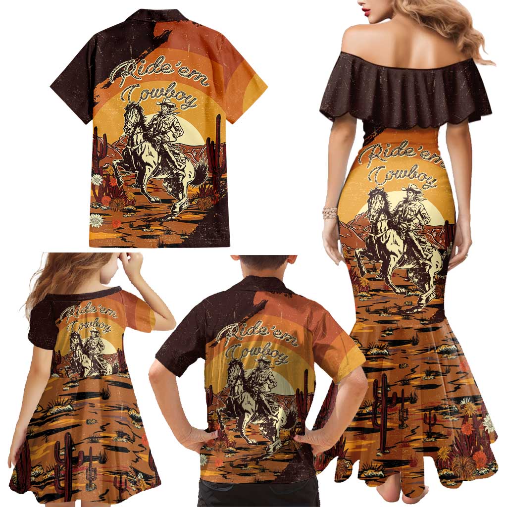 Cowboy Family Matching Mermaid Dress and Hawaiian Shirt Ride Em Cowboy